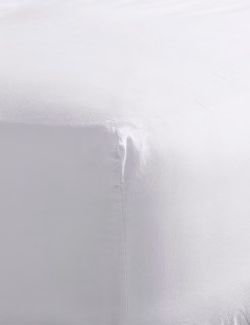 Bedfolk Pure Cotton 300 Thread Count Washed Deep Fitted Sheet, White, W: 180 cm, D: 200 cm