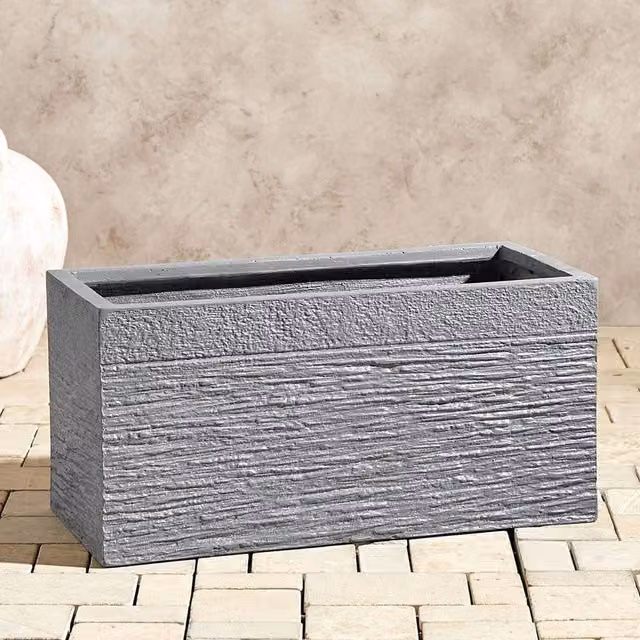 Wyld and Coco Grey Fibre Clay Rectangular Planter for Indoor and Outdoor Use – 1