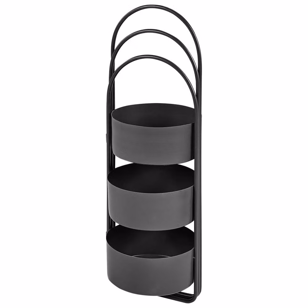 Wyld and Coco Black Iron Foldable Plant Stand with Three Round Planters, W/D/H: 56 x 26 x 75 cm – 3