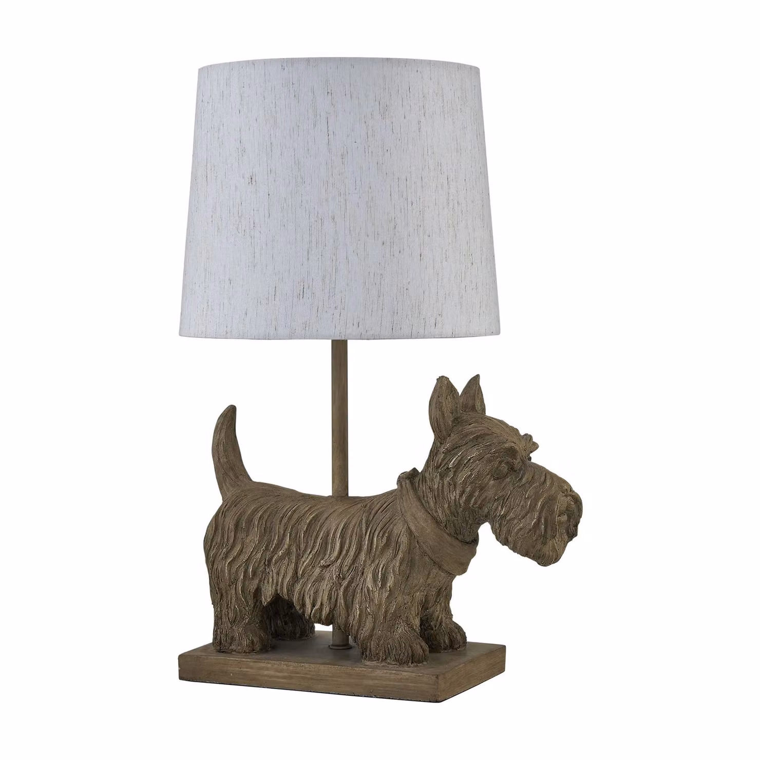 First Choice Lighting Set of 2 Bonnie Scottie Dog Table Lamps with Brown Oatmeal Linen Shades – 2