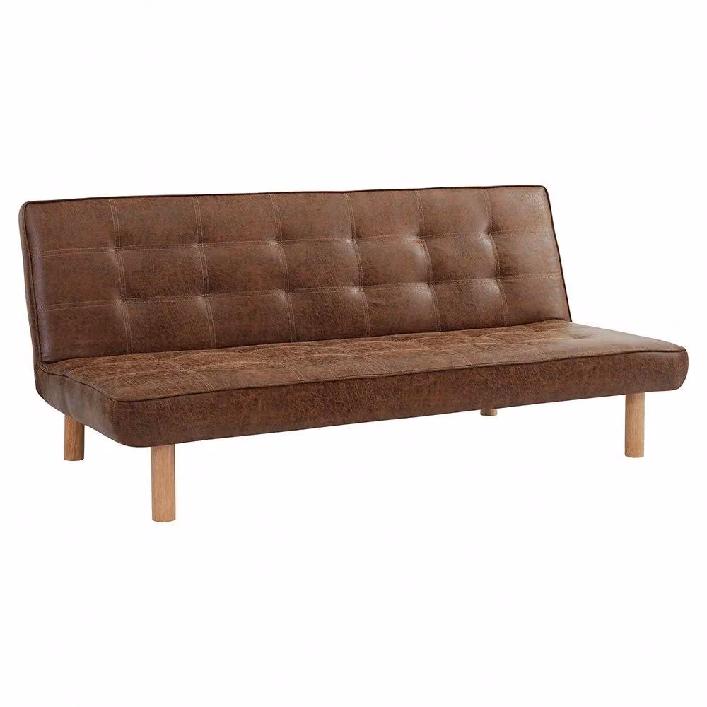 Home Detail Salerno Click Clack Sofa Bed in Brown Air Leather with Wooden Legs – 2