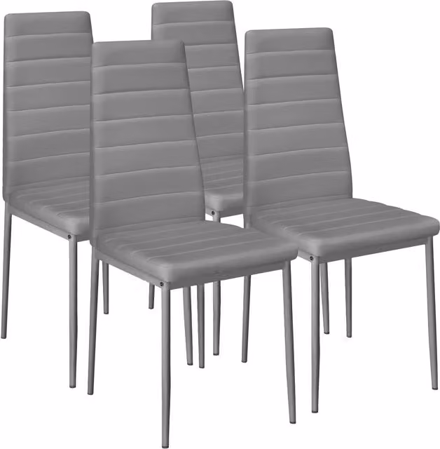 tectake Thomas Set of 4 Modern Dining Chairs in Grey Synthetic Leather – 1