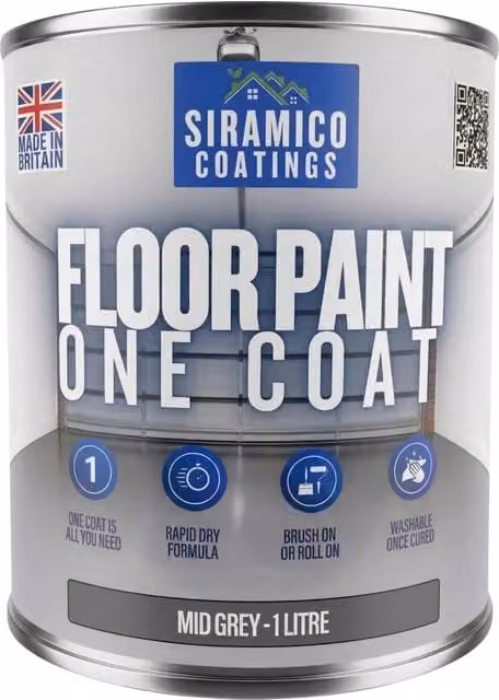 SIRAMICO COATINGS One Coat Anti-Slip Floor Paint, Mid Grey, 1 l – 1