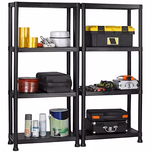 VonHaus 4 Tier Black Wall Mounted Garage and Garden Storage Shelving Units – 9