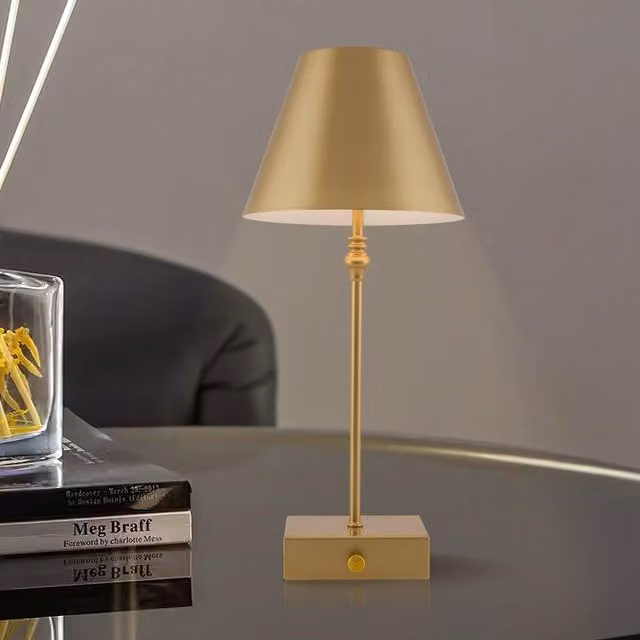 Harper Living Modern Cordless LED Table Lamp with Dimmable Rotary Switch, Gold
