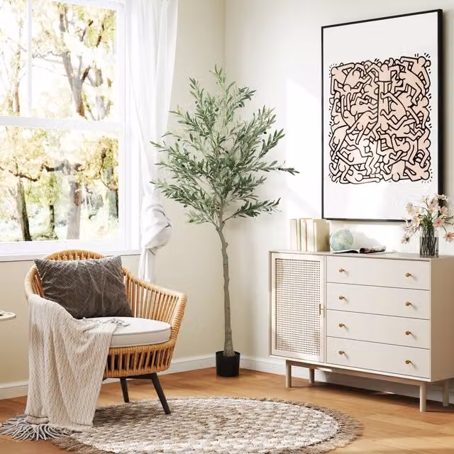 HOMCOM Green Faux Potted Silk Olive Tree, Height: 180 cm