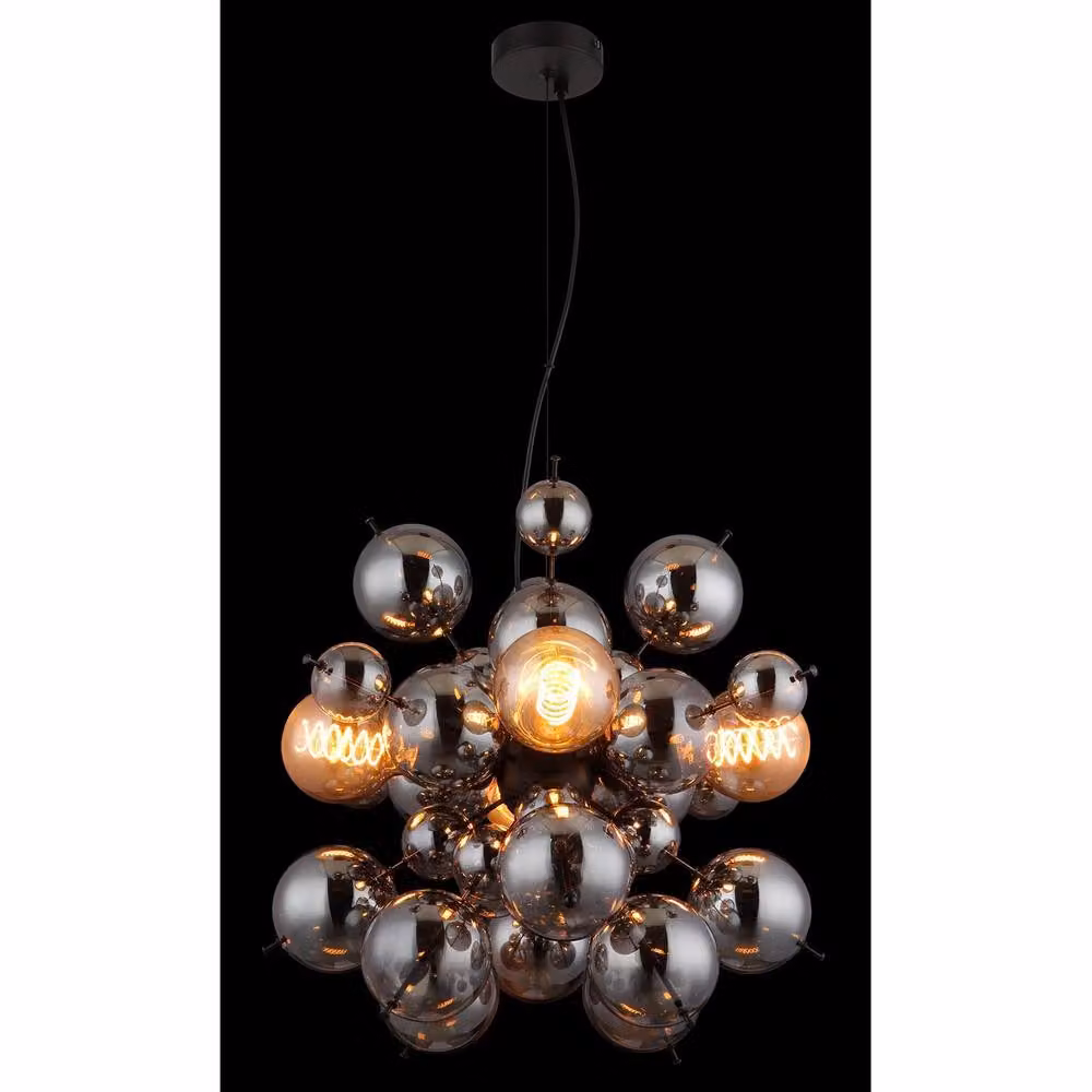 Globo Lighting Udo Globe Pendant Light with 4 Smoky Black Glass Spheres and Metal Accents, Diameter: 51.5 cm, Height: 120 cm – 5