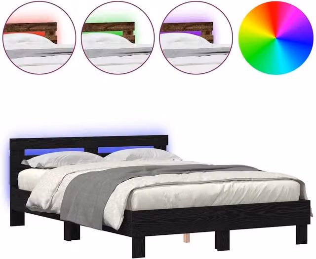Berkfield Home Black Solid Oak Bed Frame, W/D/H: 150 x 200 x 155 cm – 1