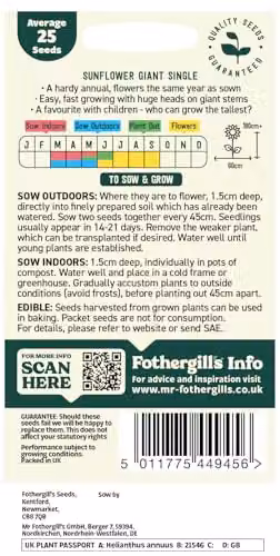Fothergill's Oh Sow Simple Yellow Sunflower Giant Flower Seeds – 2