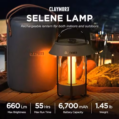 Claymore Selene Rechargeable Portable Outdoor Lantern, White, 660 Lumens, W/D/H: 16.5 x 16.5 x 25.0 cm – 2