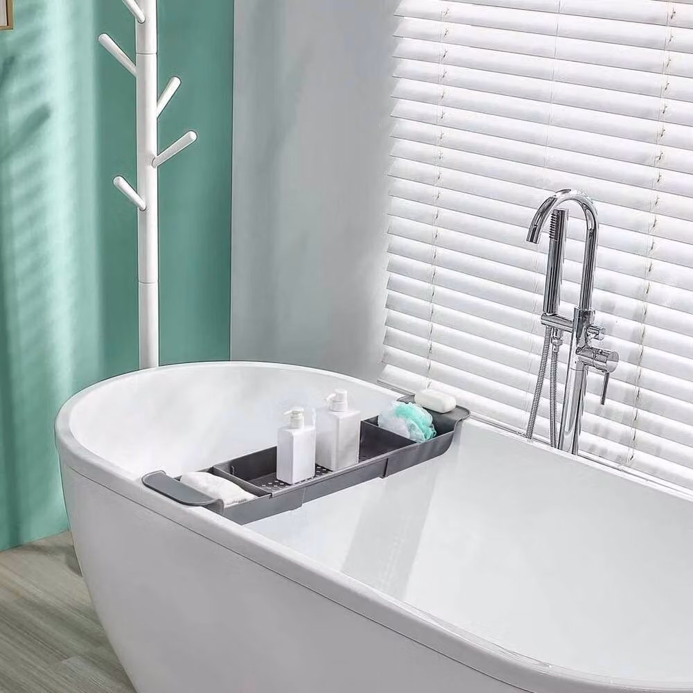 Kelvenix Extendable Bath Tub Rack Bathroom Shelf in Grey – 3