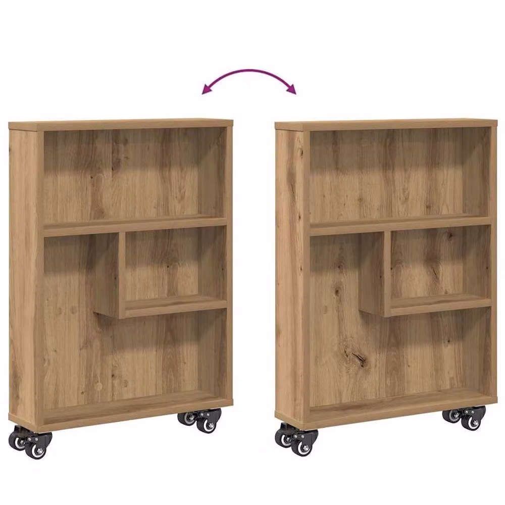 Berkfield Home Narrow Storage Trolley in Artisan Oak Brown, W/D/H: 48 x 13 x 68 cm – 5