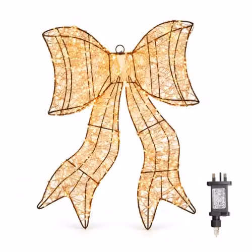Samuel Alexander 58cm Galaxy Bow Christmas Decoration with 960 Warm White LEDs in White – 3