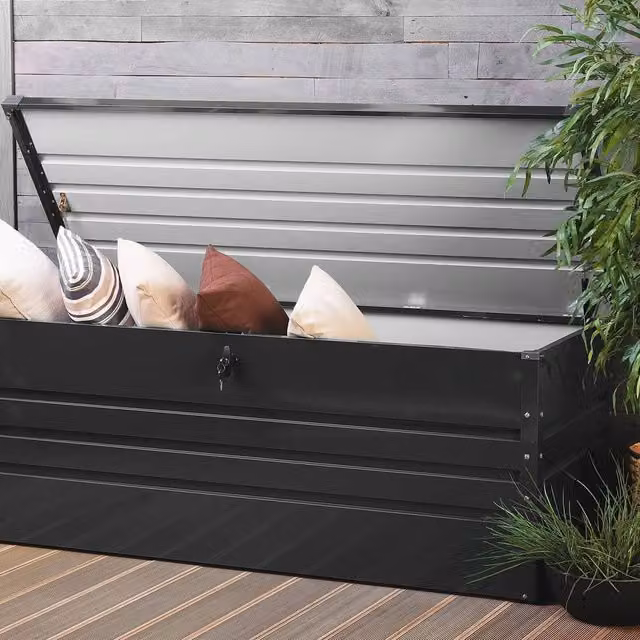 Wyld and Coco 600L Galvanised Steel Outdoor Storage Box in Grey – 1