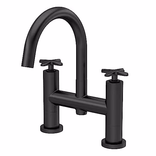 nuie CLX453 Aztec Modern Deck Mounted Bath Filler Tap, Matt Black – 1