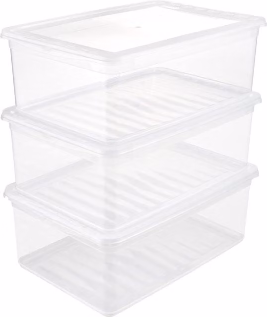 Keeeper Set of 3 Transparent Plastic Storage Boxes with Lids and Air Control System, 11 l