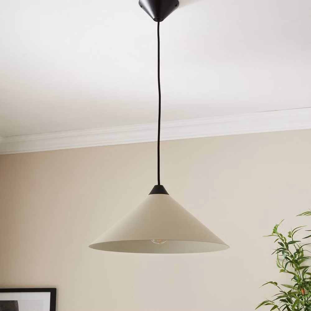First Choice Lighting Set of 2 Fontana Modern Metal Pendant Lights in Beige and Black, Diameter: 40 cm – 2