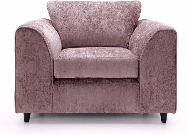 Abakus Direct Harriet Pink Crushed Chenille Armchair with Ottoman – 1