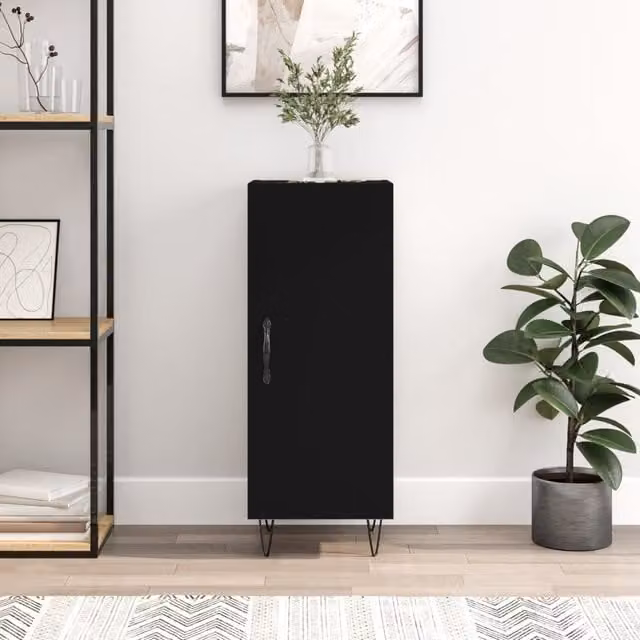 Berkfield Home Black Classic Sideboard in Matt MDF, W/D/H: 34.5 x 34 x 90 cm – 1