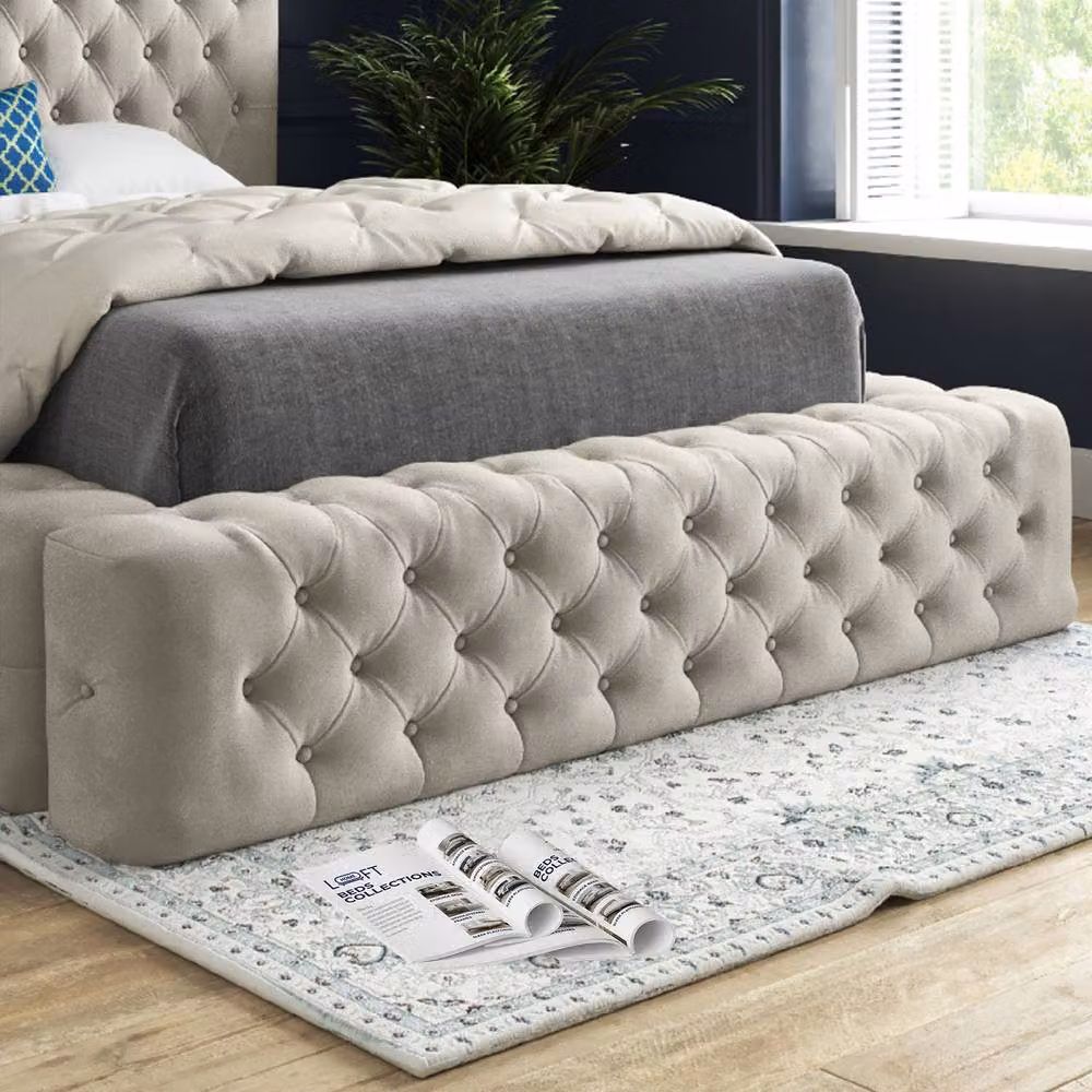 KDMD Linlithgow Pleated Upholstered Designer Bed Frame in Beige, Super King, W/D/H: 200 x 137 x 221 cm – 5