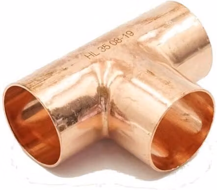Prima Classic Endfeed Equal Tee 35mm Grey Copper Plumbing Fitting