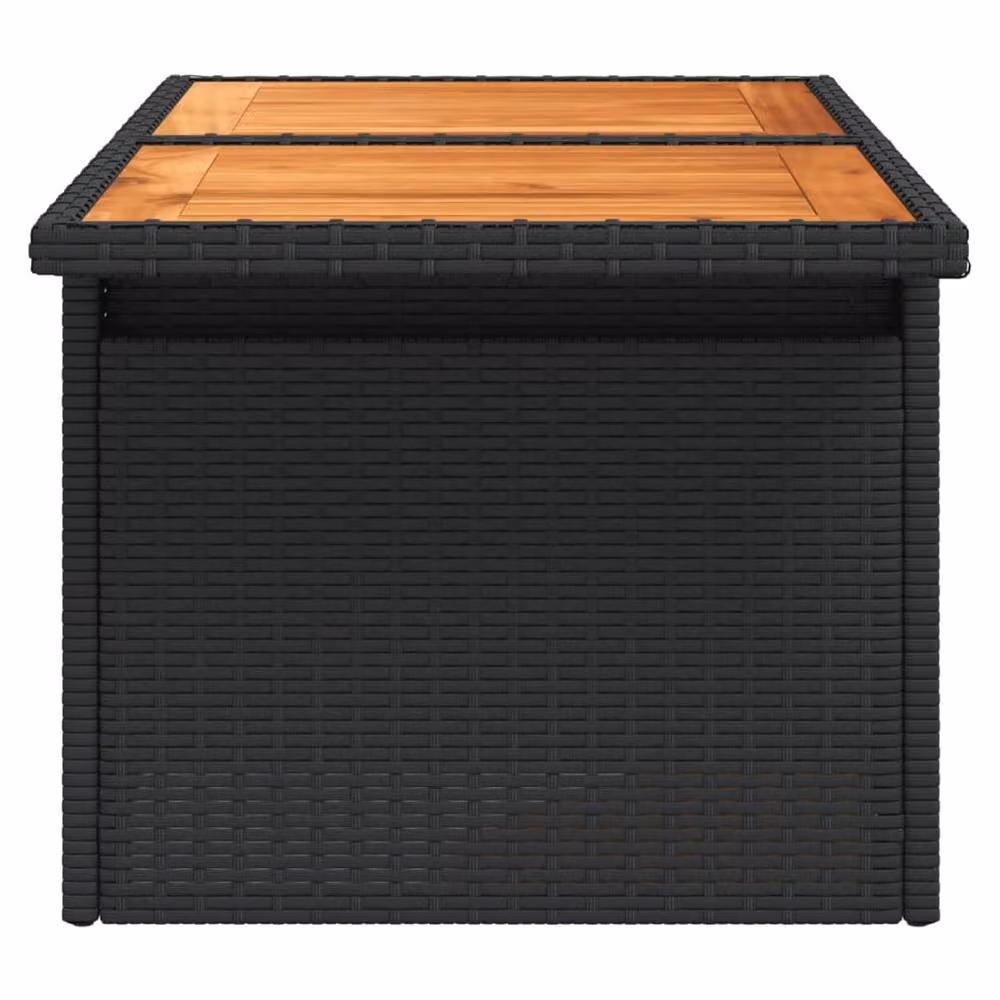 Berkfield Home Black Rectangular Garden Table with Acacia Wood and Rattan, W/D/H: 100 x 55 x 73 cm – 5
