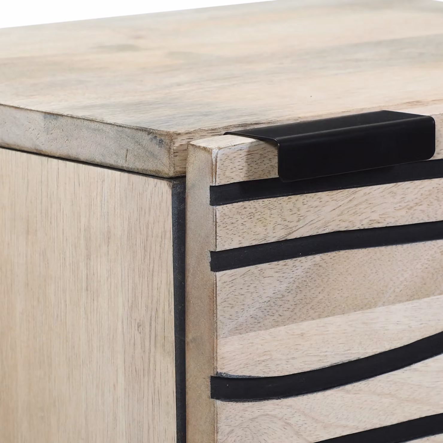 Berkfield Rustic Mango Wood and Metal Media Storage Cabinet in White and Black – 3