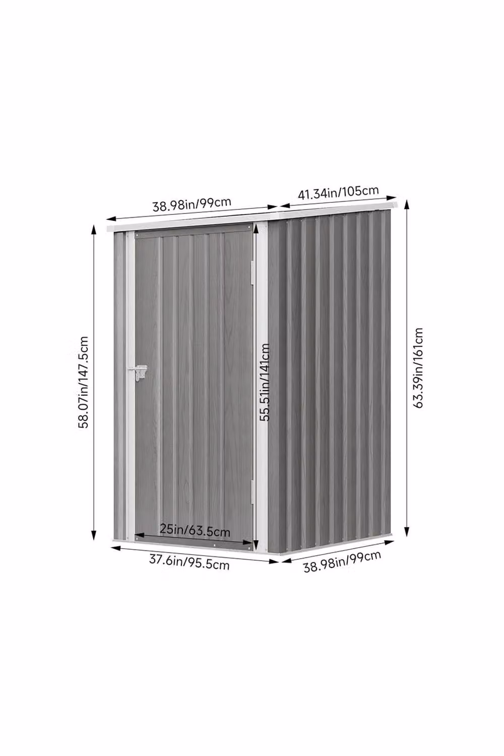 Living and Home Grey Metal Pent Outdoor Garden Storage Shed with Single Door, W/D/H: 91.44 x 91.44 x 161 cm – 2