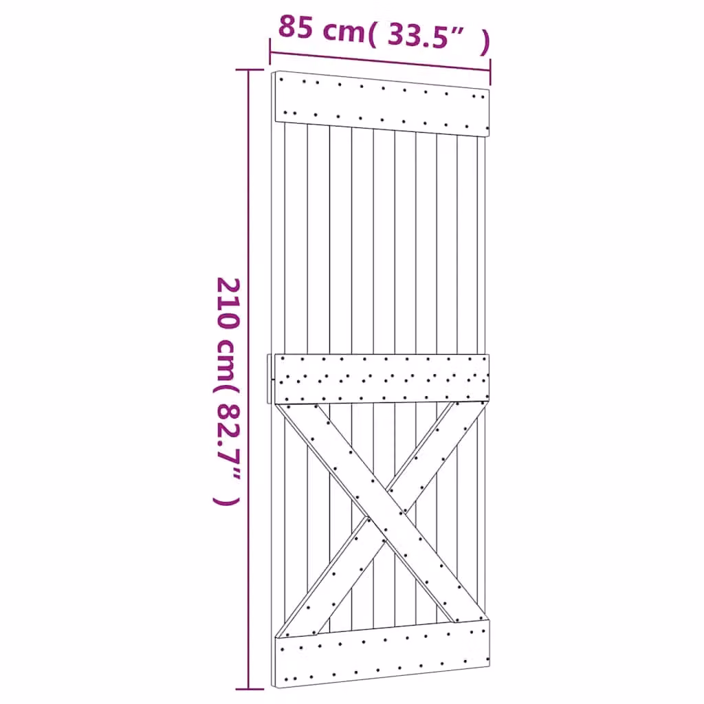 Berkfield Home Narvik Rustic Sliding Door in Brown Solid Pine Wood, W: 85 cm, H: 210 cm – 2