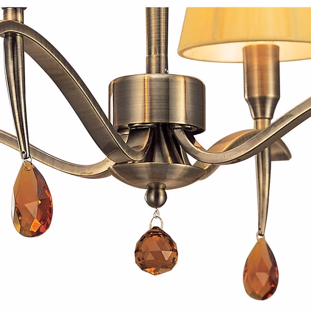 Netlighting Siena Semi Flush Round Ceiling Light in Brass with 4 Amber and Cream E14 Shades – 3