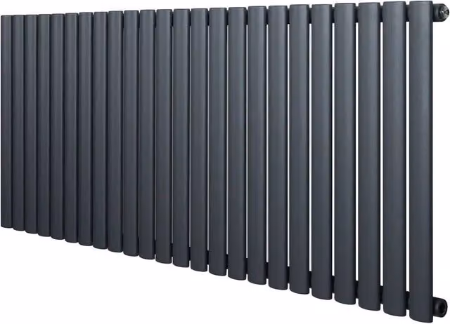 Monstershop Oval Single Column Steel Radiator in Anthracite Grey, H 144.0 cm x W 60.0 cm