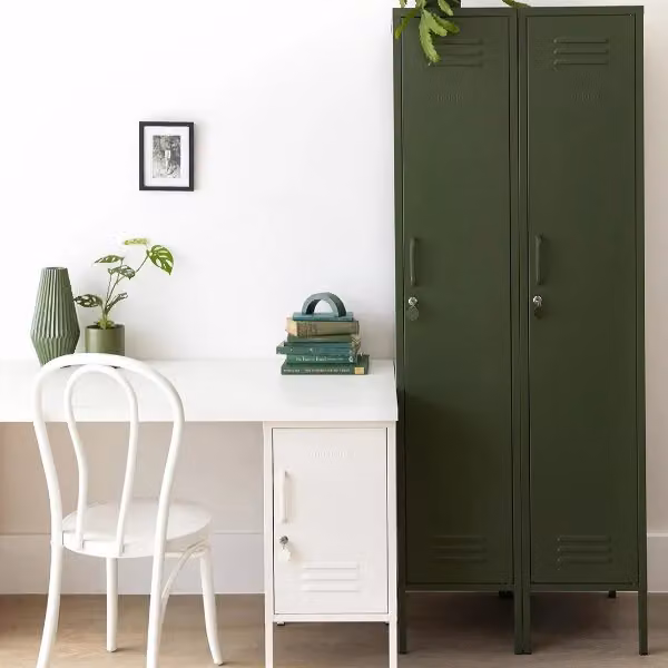 Mustard Made The Skinny Storage Locker in Green with Hinged Doors, Internal Shelves and Hanging Rod, W/D/H: 46 x 35 x 183 cm – 2