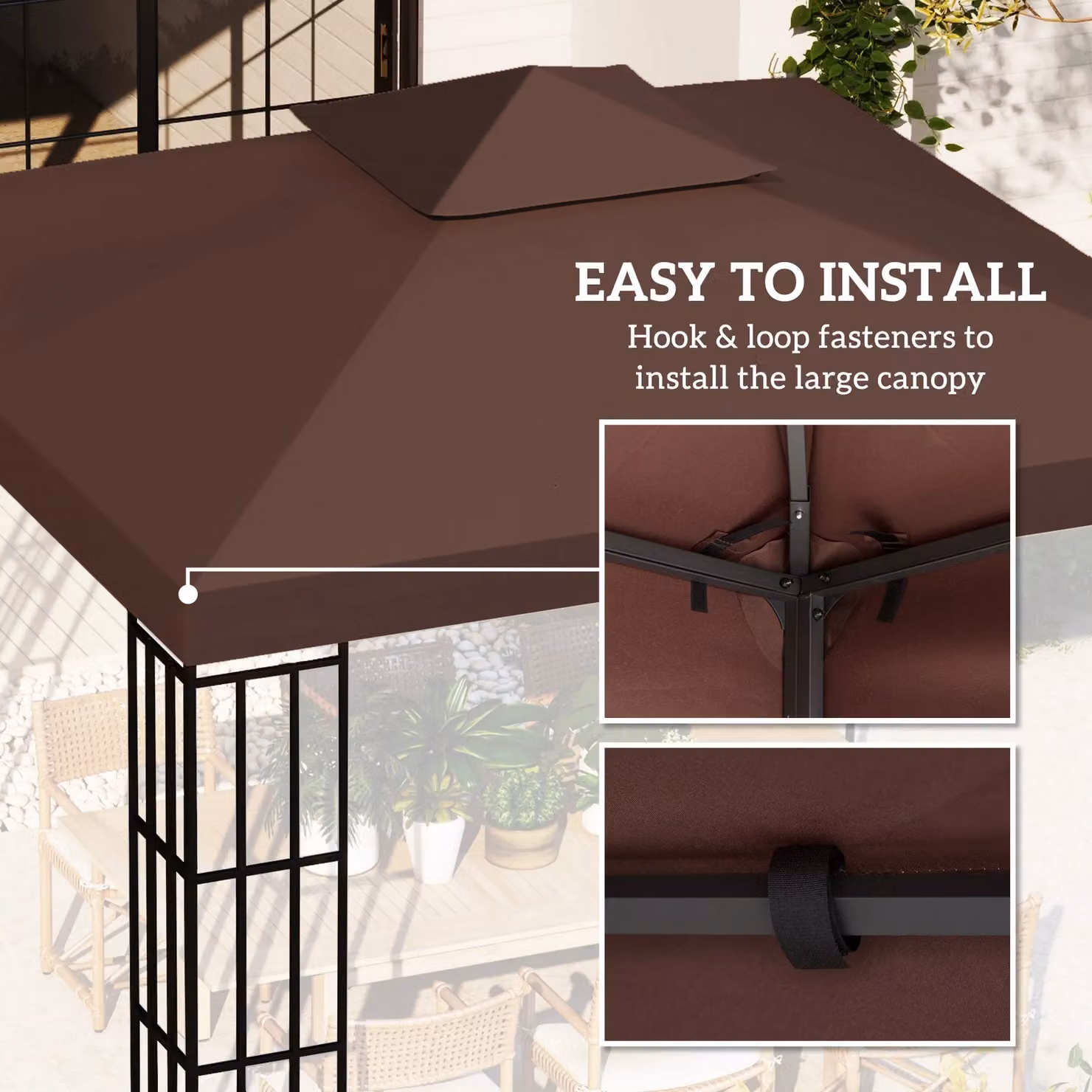 Outsunny 2 Tier Garden Gazebo Replacement Canopy Roof Cover in Bronze – 4
