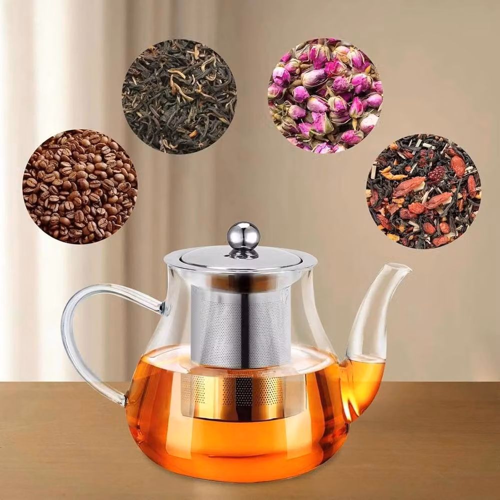PAWNORA Heat Resistant Glass Teapot with Infuser, 800ml, Clear – 2