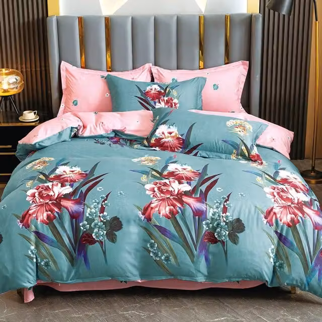 Ezysleep Jasmine Floral Printed Duvet Cover and Pillowcase Set in Petrol Blue, 200 cm