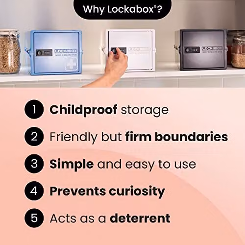 Lockabox Mini Small Lockable Storage Box with Combination Lock, White, W: 22.3 cm, D: 15.4 cm, H: 12 cm – 7