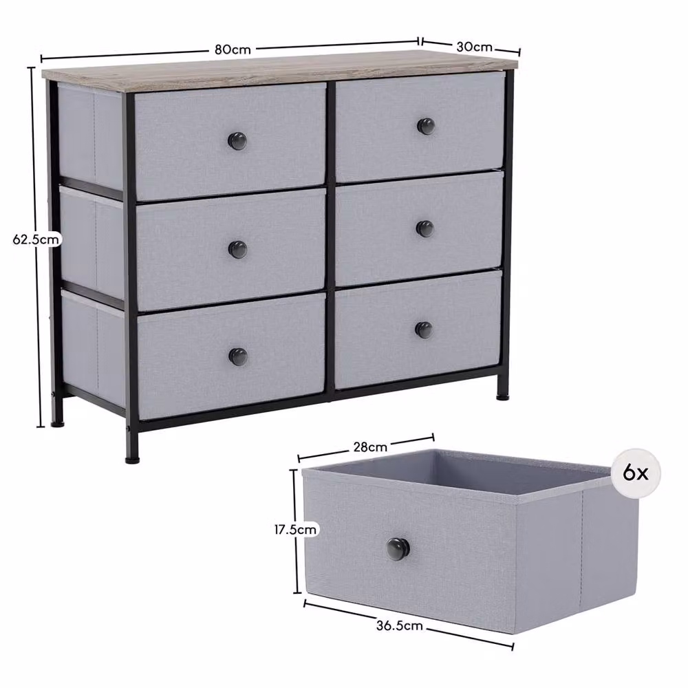 Kelvenix Modern 6 Drawer Chest of Drawers in Beige and Grey Wood – 2