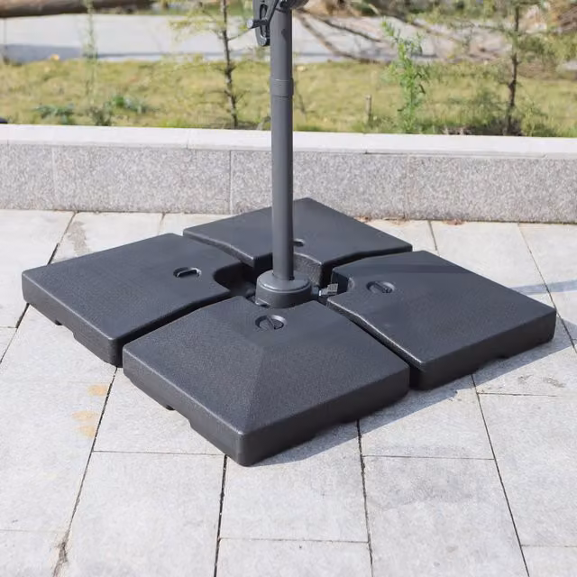 Outsunny 4-Piece Portable Square Parasol Base Weights in Black