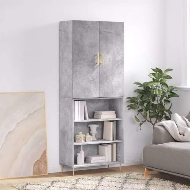 Berkfield Home Modern Highboard in Concrete Grey, W/D/H: 69.5 x 34 x 180 cm – 1