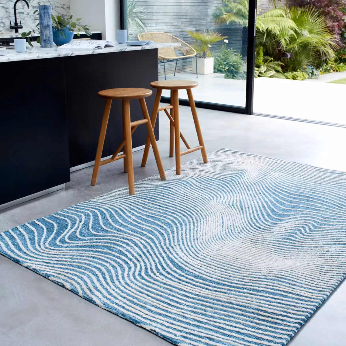 The Rug Shop UK Modern Abstract Blue Easy Care Area Rug W: 160 cm, D: 230 cm – 3