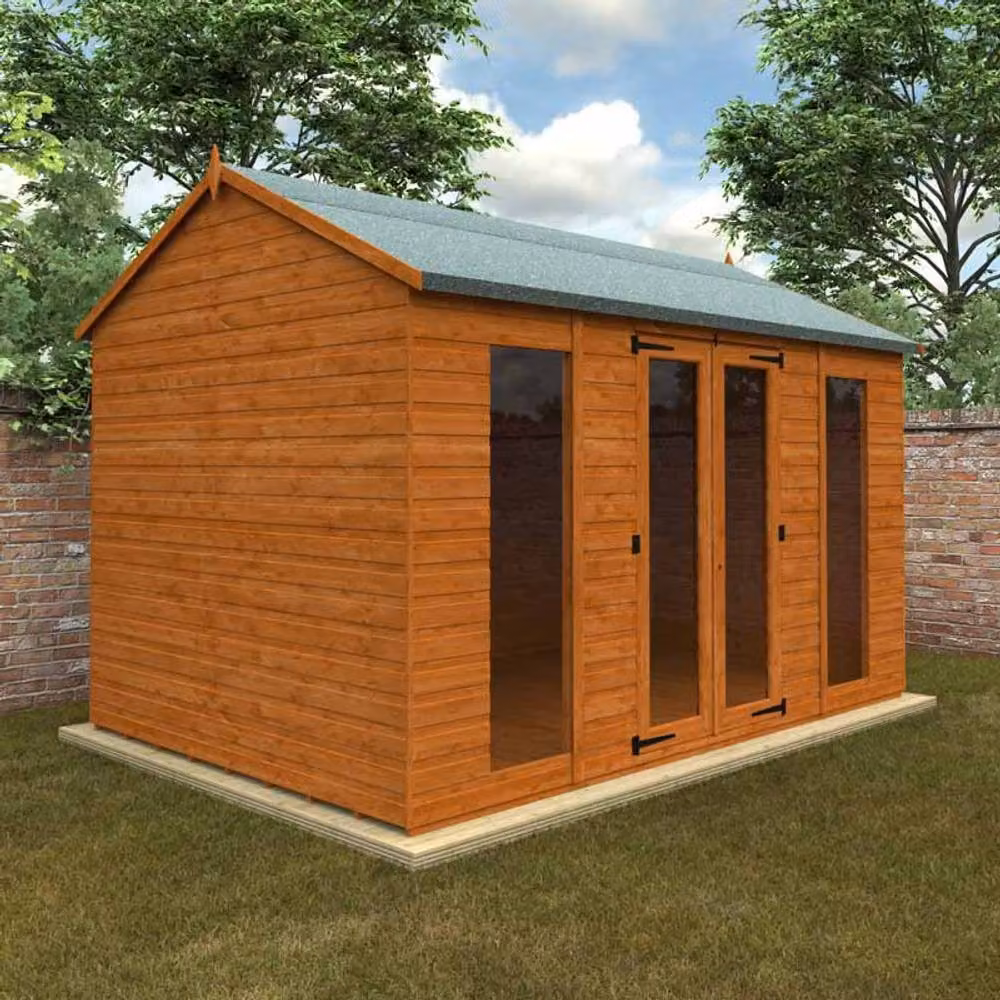 Buttercup Farm Workman Apex 12mm Full Pane Wooden Shed in Burnt Orange – 2