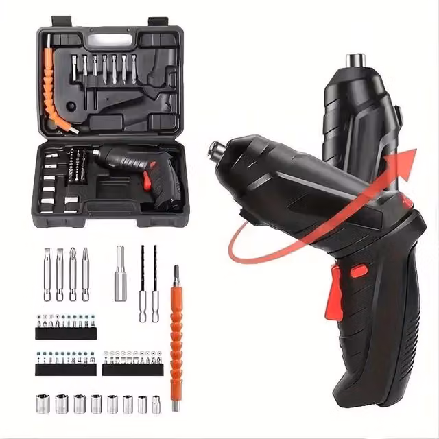 Nordara 48-in-1 Cordless Drill Driver and Screwdriver Set, Rechargeable, Black
