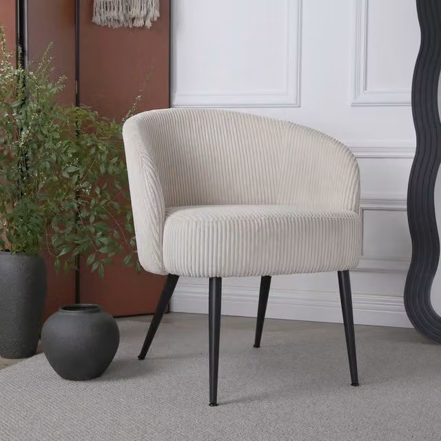 Home Garden Direct Comodo Armchair in Beige Teddy Fleece Fabric with Metal Frame