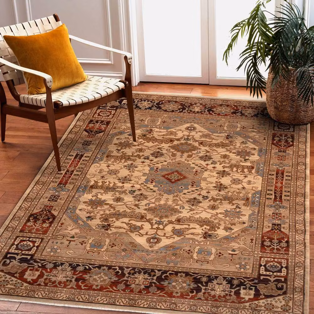 RugsX Wool Keshan Oriental Rug in Beige, W: 80 cm, L: 145 cm – 3