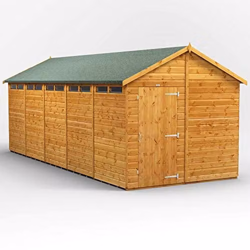 Powersheds Premium Apex Wooden Garden Security Shed in Brown with 12mm Timber and Toughened Glass