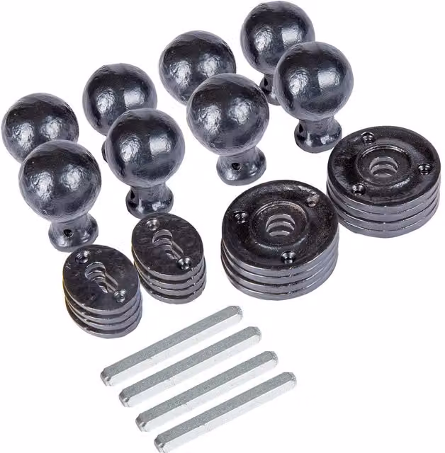 Hammer and Tongs Round Rim and Mortice Door Knob, Pack of 4, Matt Black Iron, Diameter: 60 mm – 4