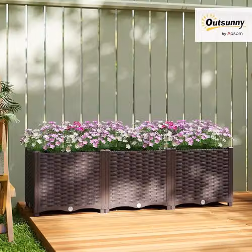 Outsunny Brown Plastic Self-Watering Raised Garden Bed with Legs W/D/H: 120 x 40 x 37 cm – 2