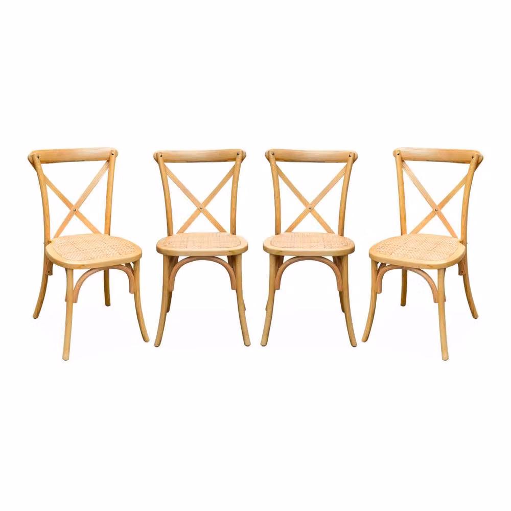 sweeek Set of 4 Vintage Wooden Bistro Chairs in Beige – 2