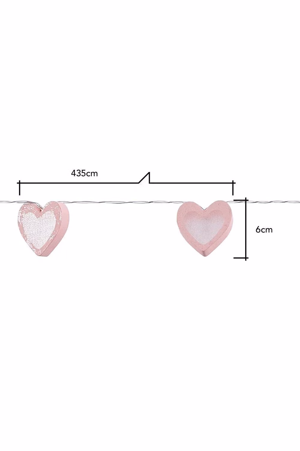 BHS Lighting Glow Love Heart String Wall Light in Pink with Wood Details – 2