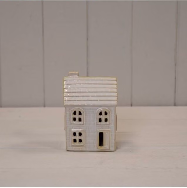 KDMD Classic Stoneglazed Ceramic LED Traditional House Tabletop Ornament in White